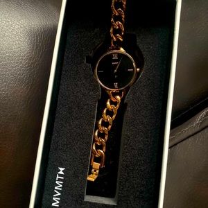 MVMT Watch Rose Gold Chain Link & Black Face